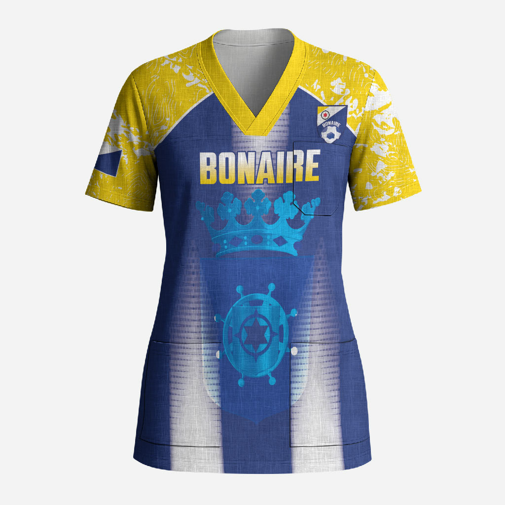 Bonaire Football 2026 Custom Scrub Top Coat Of Arms Sporty Style