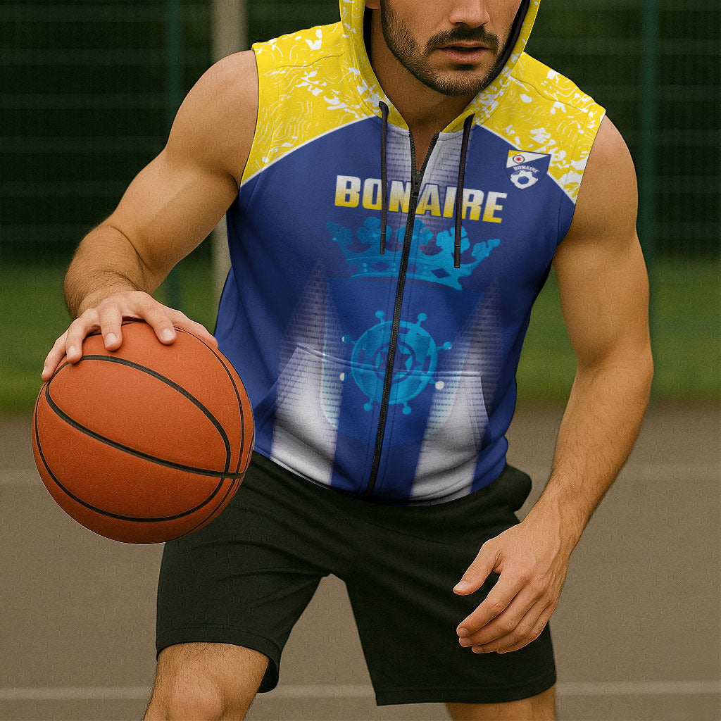 Bonaire Football 2026 Custom Sleeveless Zip Hoodie Coat Of Arms Sporty Style