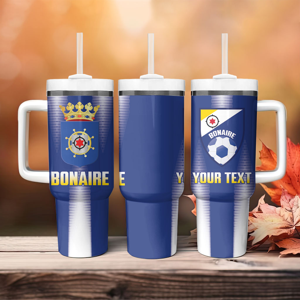 Bonaire Football 2026 Custom Tumbler With Handle Coat Of Arms Sporty Style