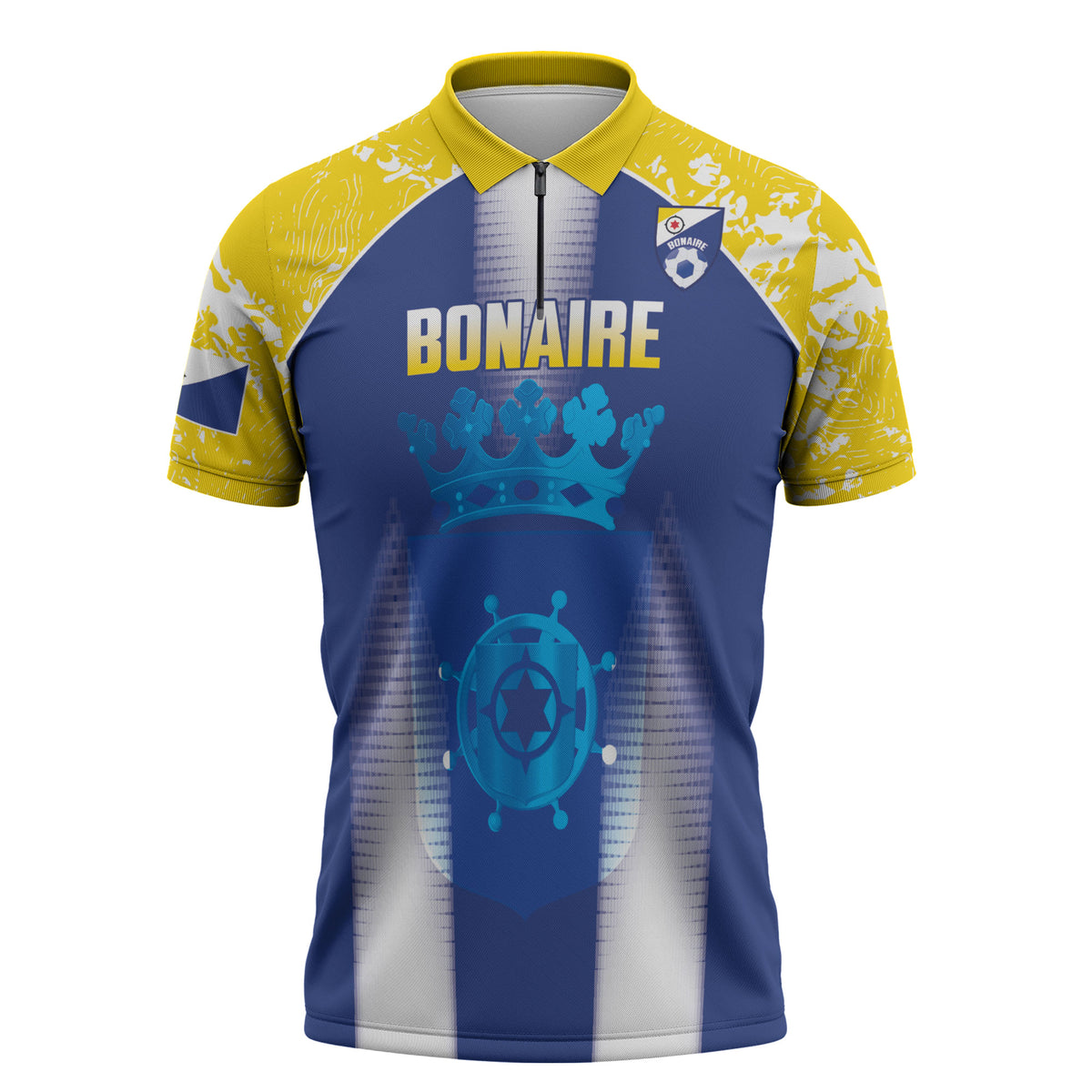 Bonaire Football 2026 Custom Zipper Polo Shirt Coat Of Arms Sporty Style