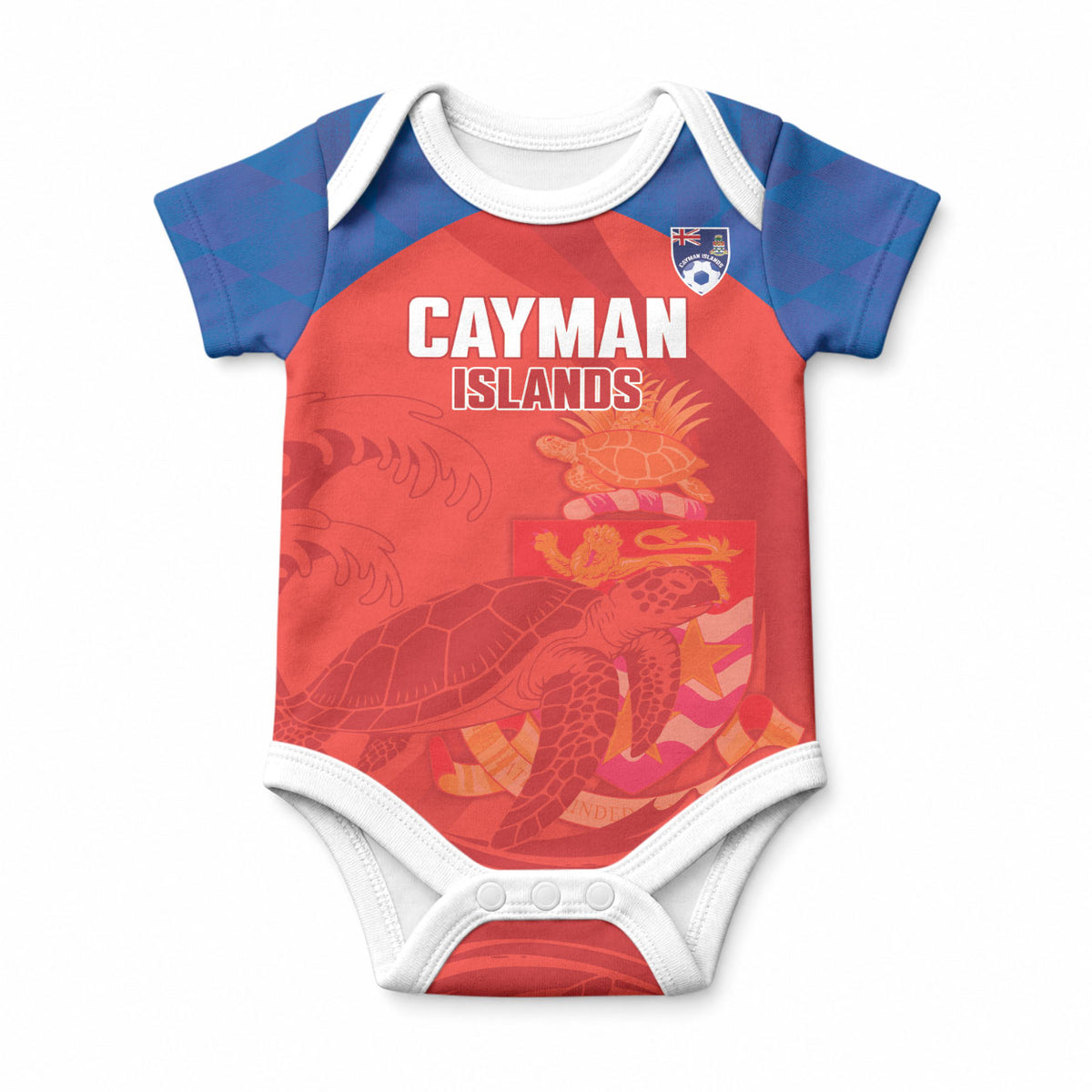 Cayman Islands Football 2026 Custom Baby Onesie Sea Turtle Coat Of Arms Style