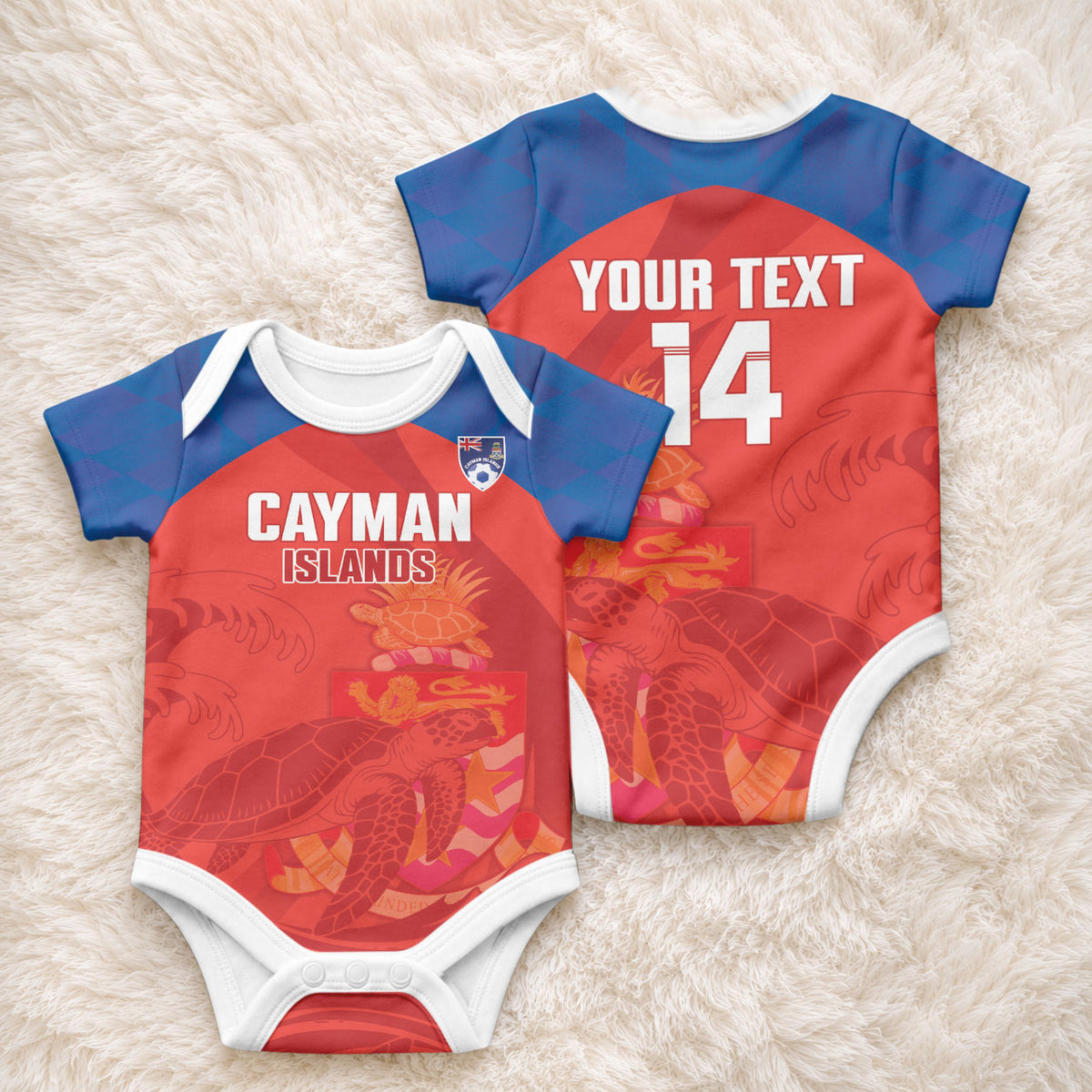 Cayman Islands Football 2026 Custom Baby Onesie Sea Turtle Coat Of Arms Style