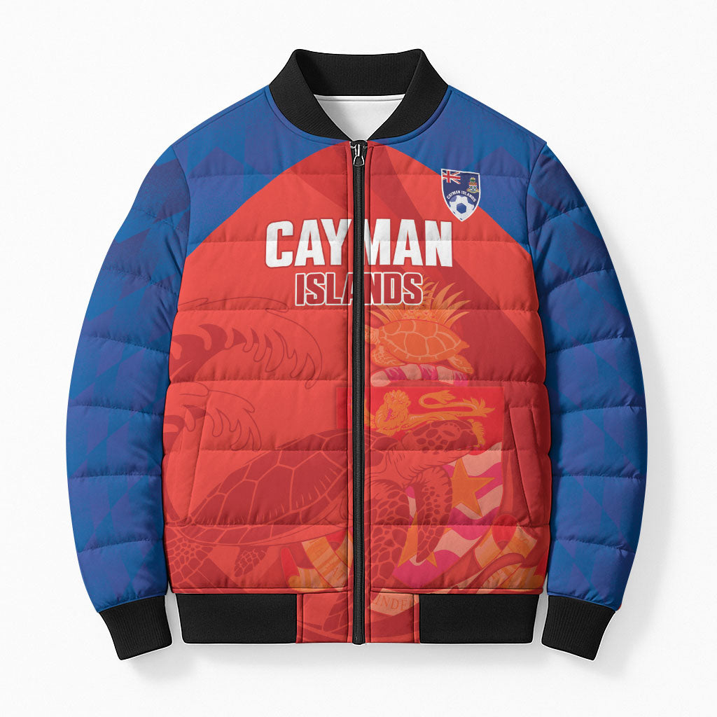Cayman Islands Football 2026 Custom Bomber Puffer Jacket Sea Turtle Coat Of Arms Style