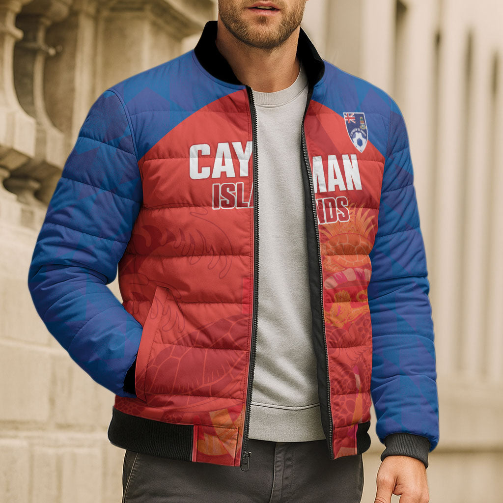 Cayman Islands Football 2026 Custom Bomber Puffer Jacket Sea Turtle Coat Of Arms Style