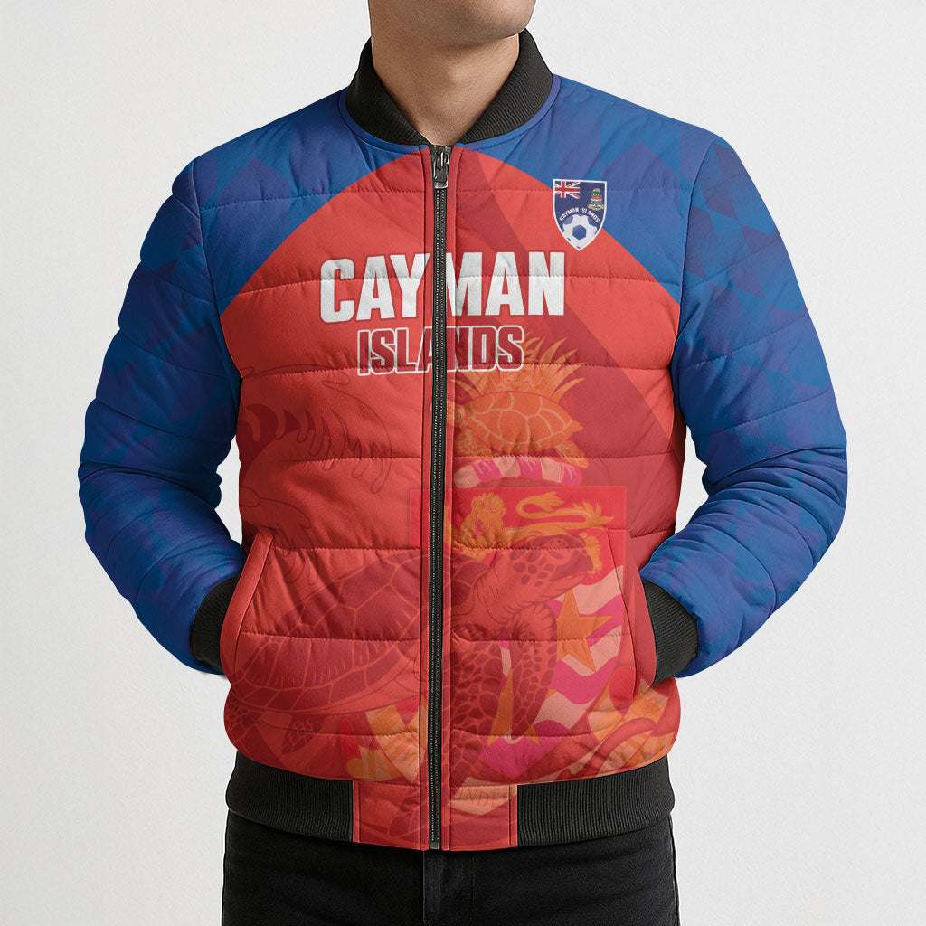 Cayman Islands Football 2026 Custom Bomber Puffer Jacket Sea Turtle Coat Of Arms Style