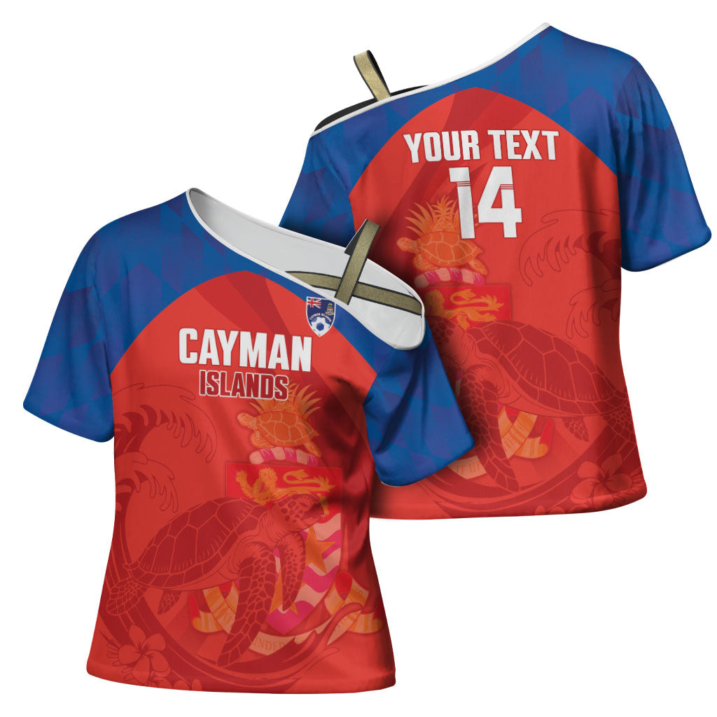Cayman Islands Football 2026 Custom Cross Shoulder Shirt Sea Turtle Coat Of Arms Style