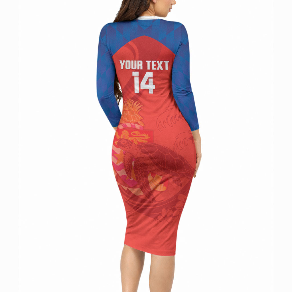 Cayman Islands Football 2026 Custom Long Sleeve Bodycon Dress Sea Turtle Coat Of Arms Style