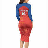 Cayman Islands Football 2026 Custom Long Sleeve Bodycon Dress Sea Turtle Coat Of Arms Style