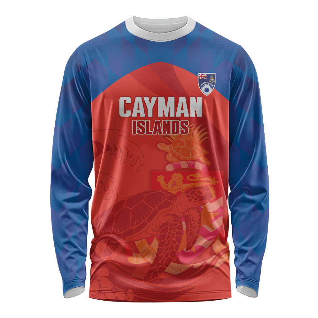 Cayman Islands Football 2026 Custom Long Sleeve Shirt Sea Turtle Coat Of Arms Style
