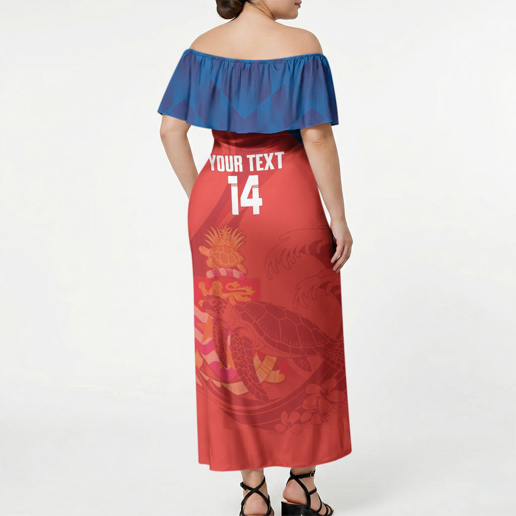 Cayman Islands Football 2026 Custom Off Shoulder Maxi Dress Sea Turtle Coat Of Arms Style
