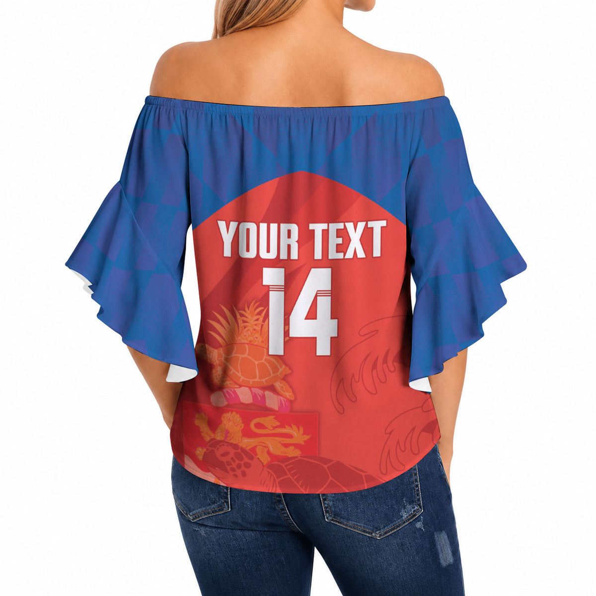 Cayman Islands Football 2026 Custom Off Shoulder Wrap Waist Top Sea Turtle Coat Of Arms Style