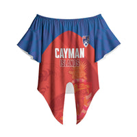 Cayman Islands Football 2026 Custom Off Shoulder Wrap Waist Top Sea Turtle Coat Of Arms Style