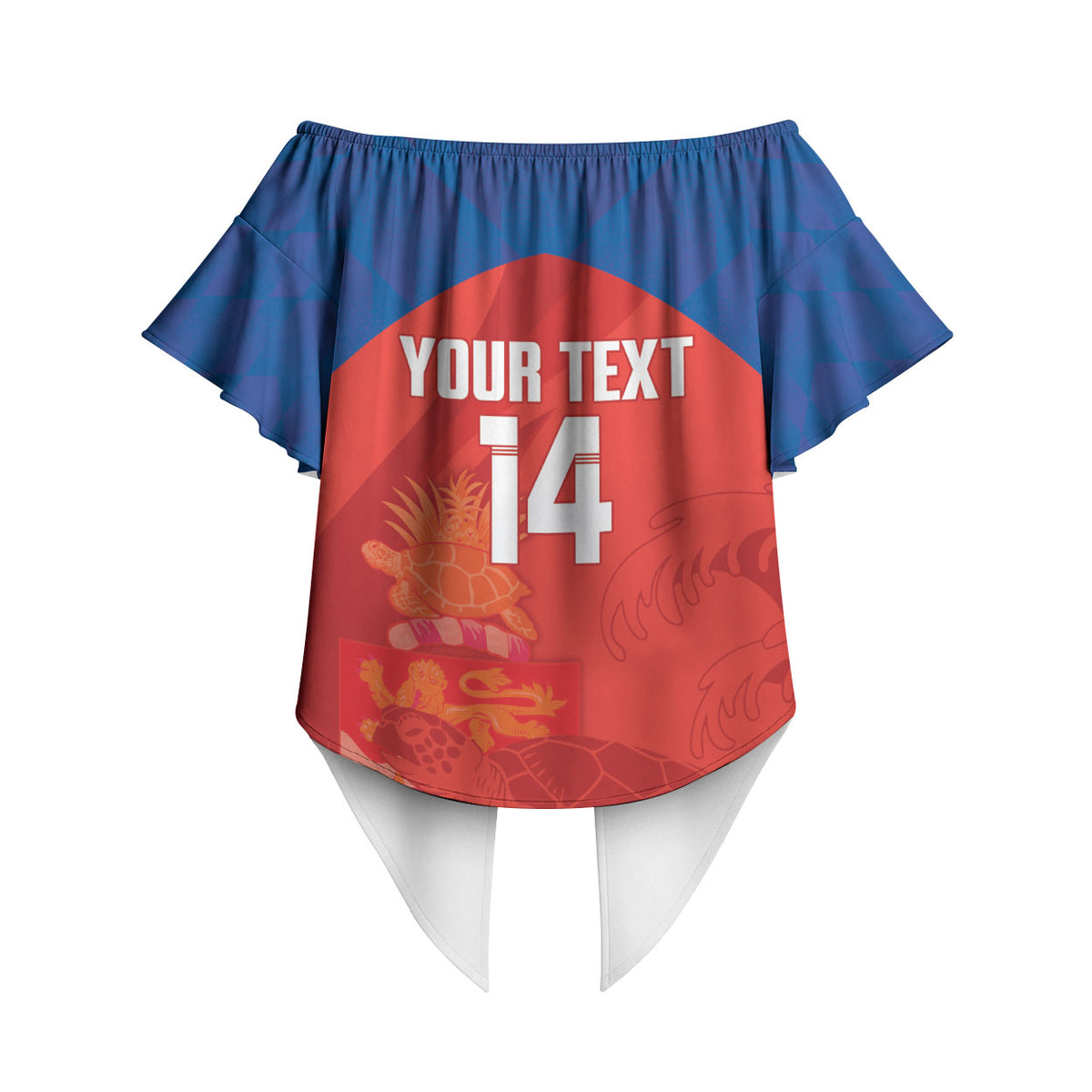 Cayman Islands Football 2026 Custom Off Shoulder Wrap Waist Top Sea Turtle Coat Of Arms Style