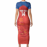 Cayman Islands Football 2026 Custom Short Sleeve Bodycon Dress Sea Turtle Coat Of Arms Style