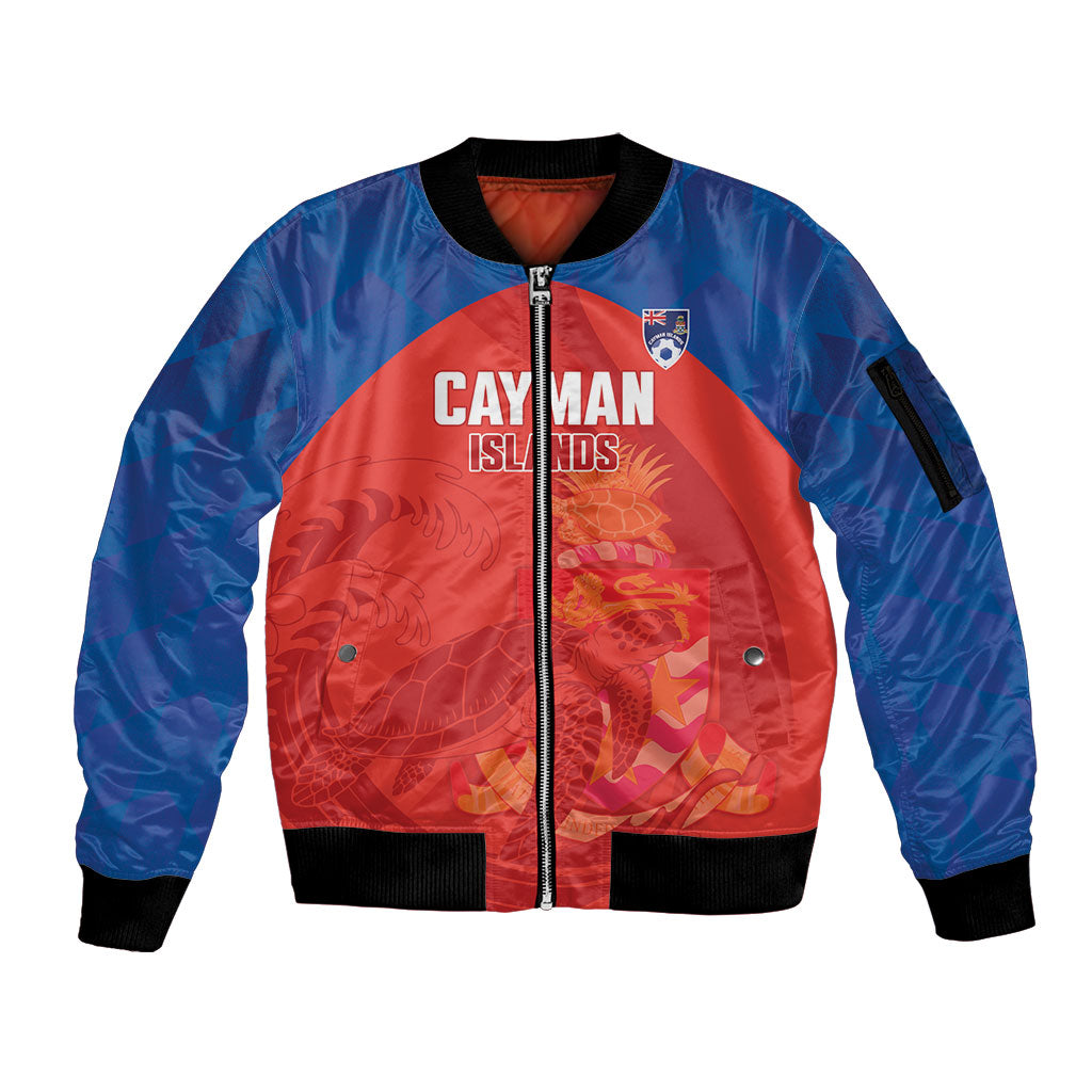 Cayman Islands Football 2026 Custom Sleeve Zip Bomber Jacket Sea Turtle Coat Of Arms Style