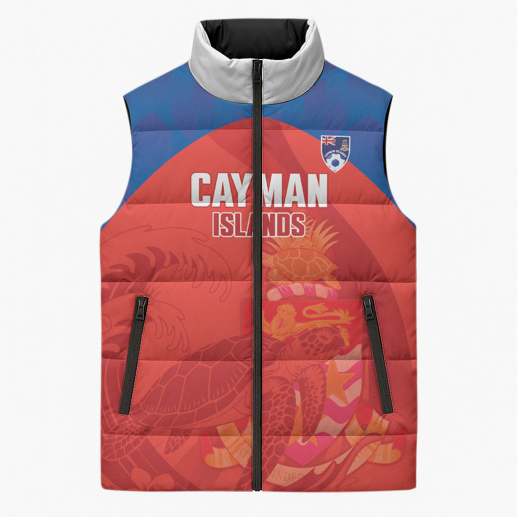 Cayman Islands Football 2026 Custom Sleeveless Puffer Jacket Sea Turtle Coat Of Arms Style