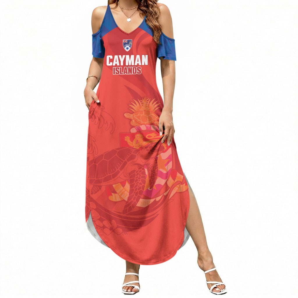 Cayman Islands Football 2026 Custom Summer Maxi Dress Sea Turtle Coat Of Arms Style