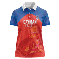 Cayman Islands Football 2026 Custom Women Polo Shirt Sea Turtle Coat Of Arms Style