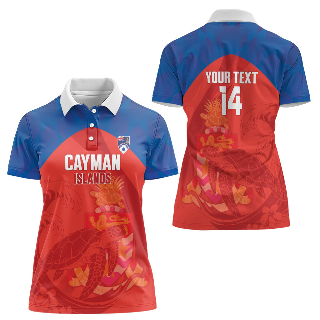 Cayman Islands Football 2026 Custom Women Polo Shirt Sea Turtle Coat Of Arms Style