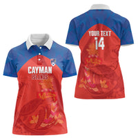 Cayman Islands Football 2026 Custom Women Polo Shirt Sea Turtle Coat Of Arms Style