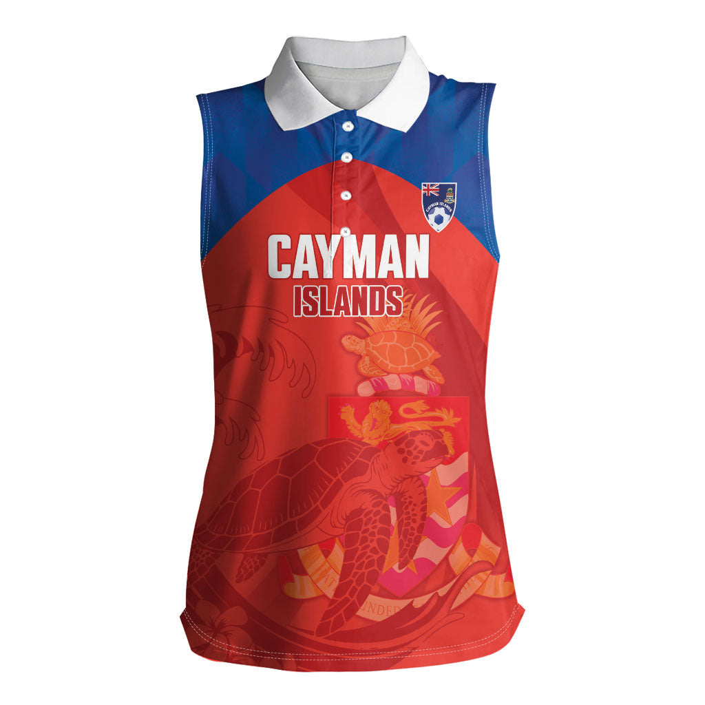 Cayman Islands Football 2026 Custom Women Sleeveless Polo Shirt Sea Turtle Coat Of Arms Style