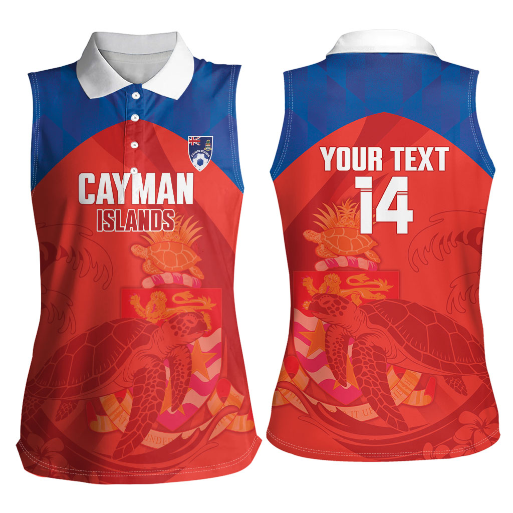 Cayman Islands Football 2026 Custom Women Sleeveless Polo Shirt Sea Turtle Coat Of Arms Style