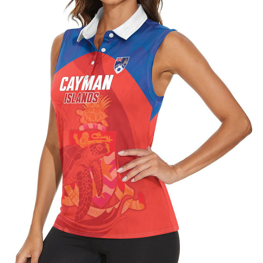 Cayman Islands Football 2026 Custom Women Sleeveless Polo Shirt Sea Turtle Coat Of Arms Style