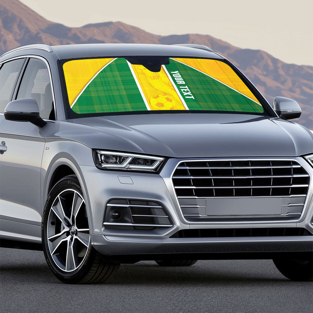 Dominica Football 2026 Custom Auto Sun Shade Sisserou Parrot Madras Pattern