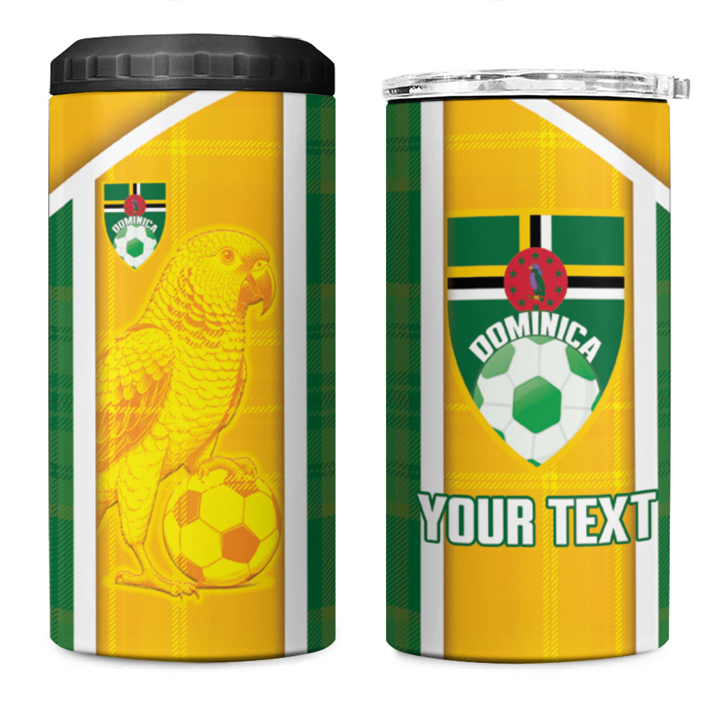 Dominica Football 2026 Custom 4 in 1 Can Cooler Tumbler Sisserou Parrot Madras Pattern