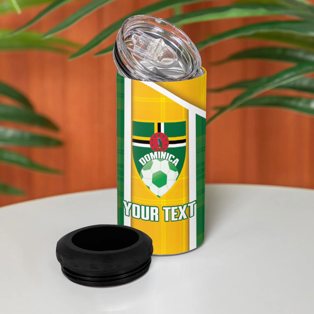 Dominica Football 2026 Custom 4 in 1 Can Cooler Tumbler Sisserou Parrot Madras Pattern