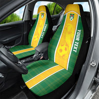 Dominica Football 2026 Custom Car Seat Cover Sisserou Parrot Madras Pattern