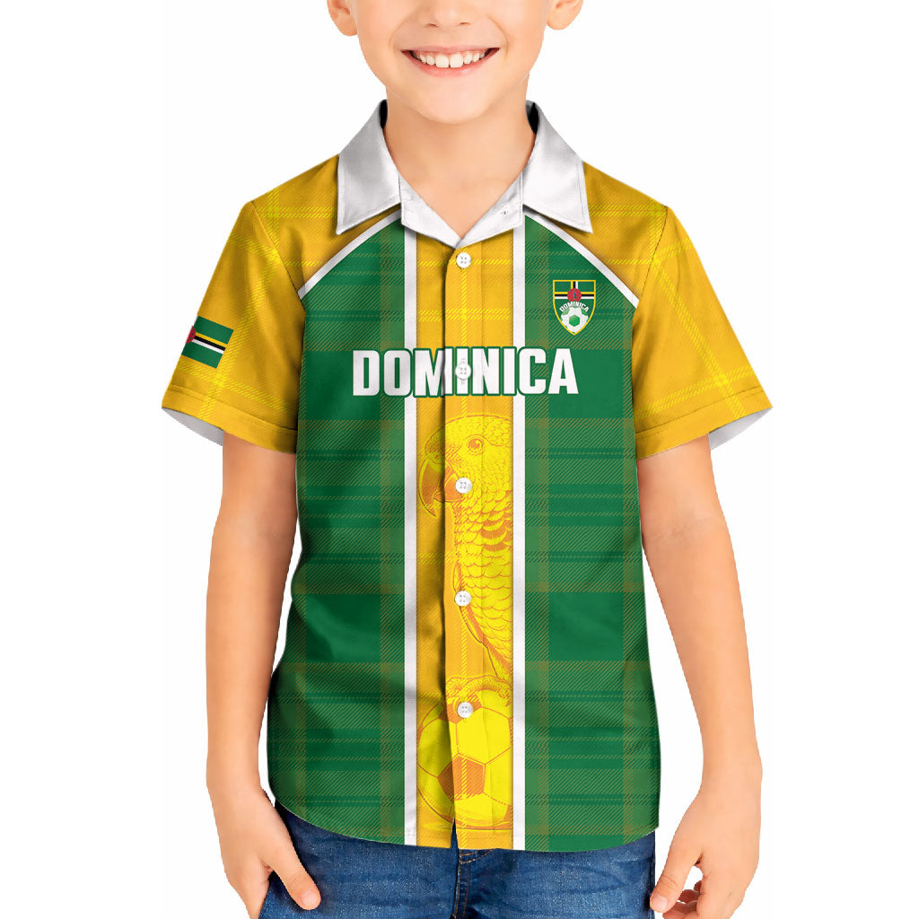 Dominica Football 2026 Custom Kid Hawaiian Shirt Sisserou Parrot Madras Pattern