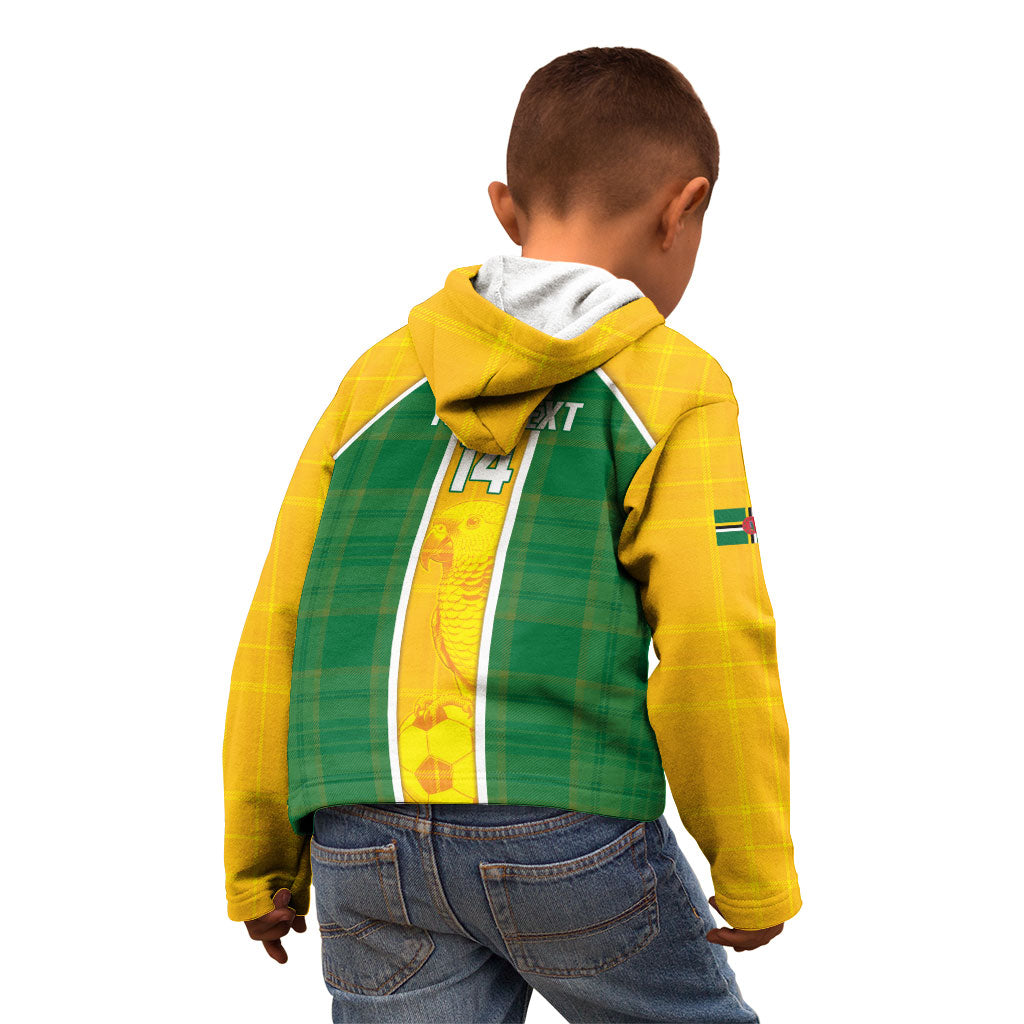 Dominica Football 2026 Custom Kid Hoodie Sisserou Parrot Madras Pattern