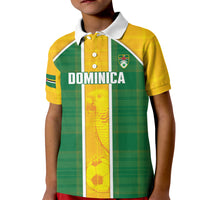 Dominica Football 2026 Custom Kid Polo Shirt Sisserou Parrot Madras Pattern