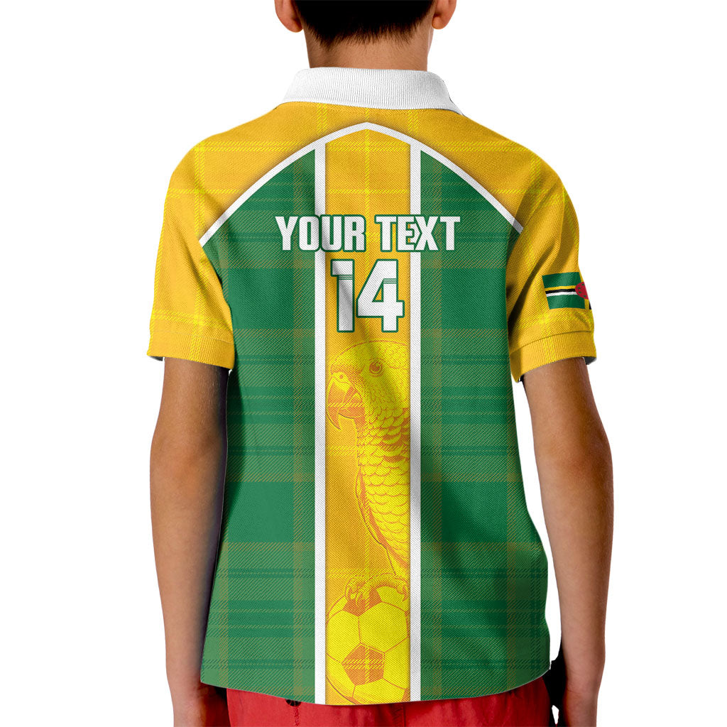 Dominica Football 2026 Custom Kid Polo Shirt Sisserou Parrot Madras Pattern