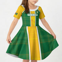 Dominica Football 2026 Custom Kid Short Sleeve Dress Sisserou Parrot Madras Pattern