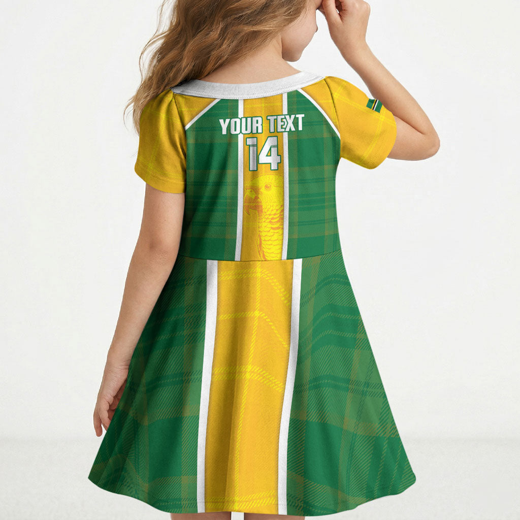 Dominica Football 2026 Custom Kid Short Sleeve Dress Sisserou Parrot Madras Pattern