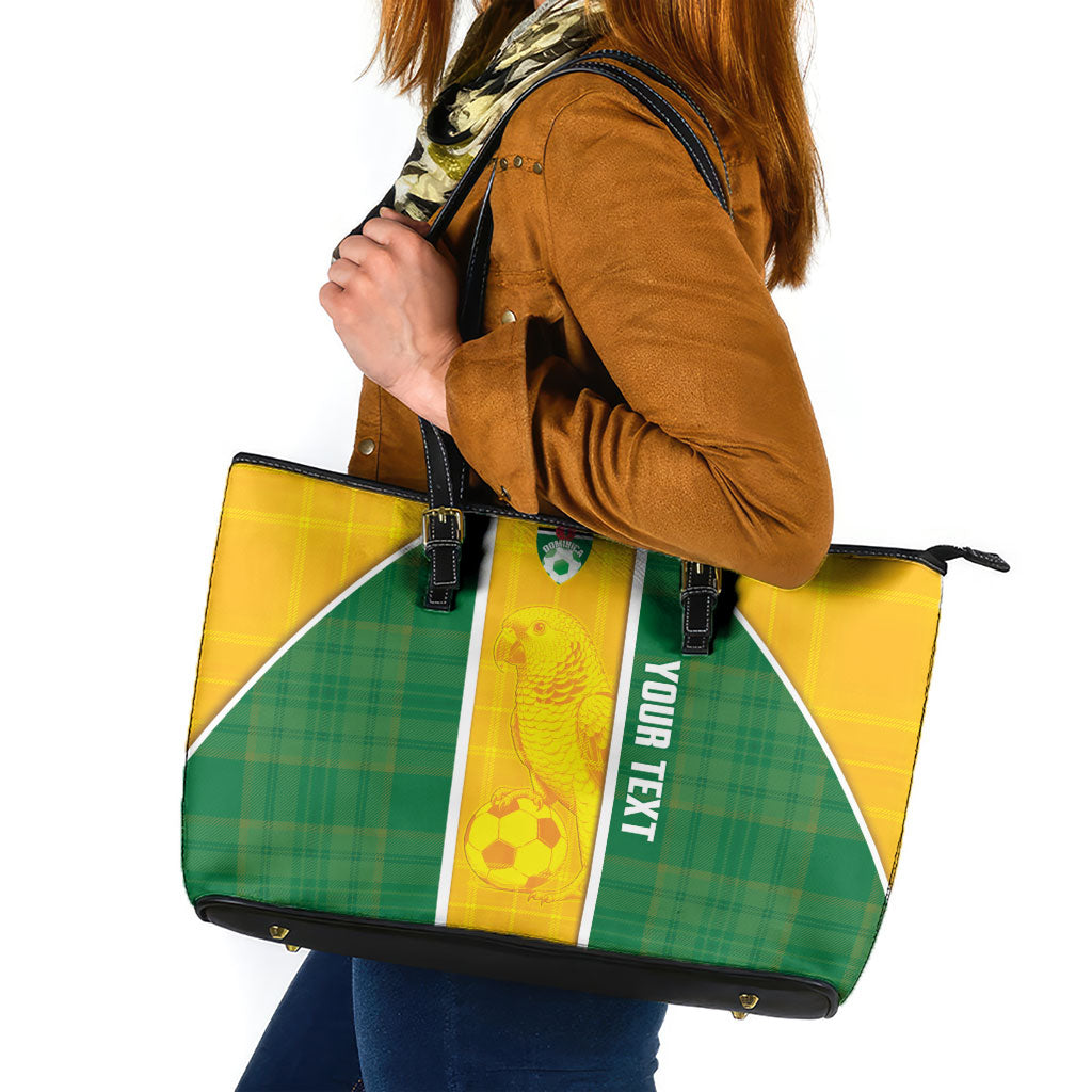 Dominica Football 2026 Custom Leather Tote Bag Sisserou Parrot Madras Pattern