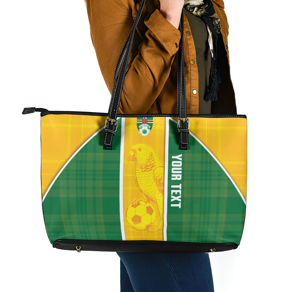 Dominica Football 2026 Custom Leather Tote Bag Sisserou Parrot Madras Pattern