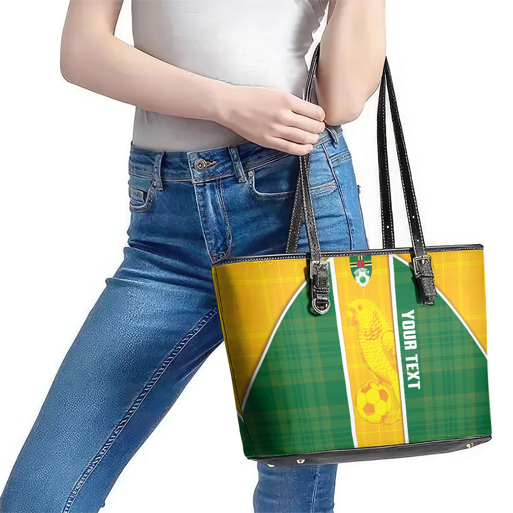 Dominica Football 2026 Custom Leather Tote Bag Sisserou Parrot Madras Pattern