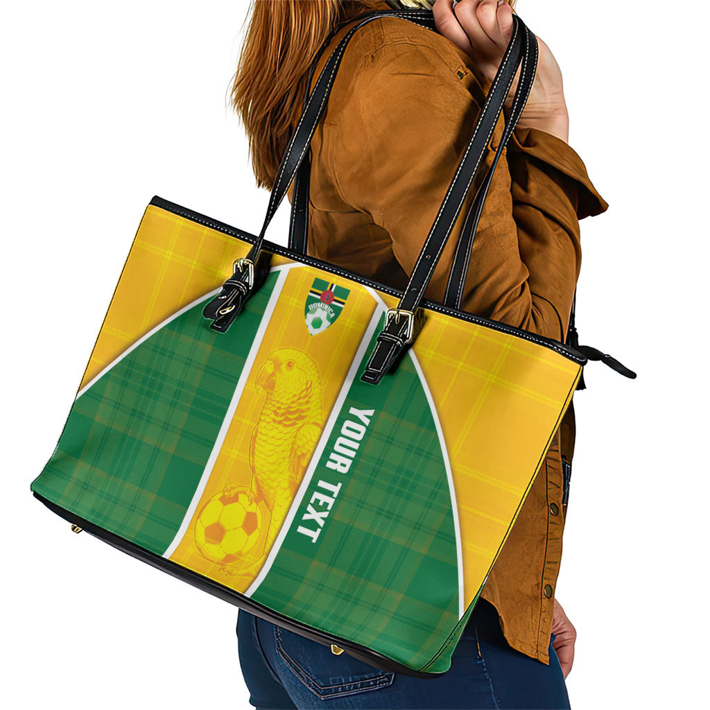 Dominica Football 2026 Custom Leather Tote Bag Sisserou Parrot Madras Pattern