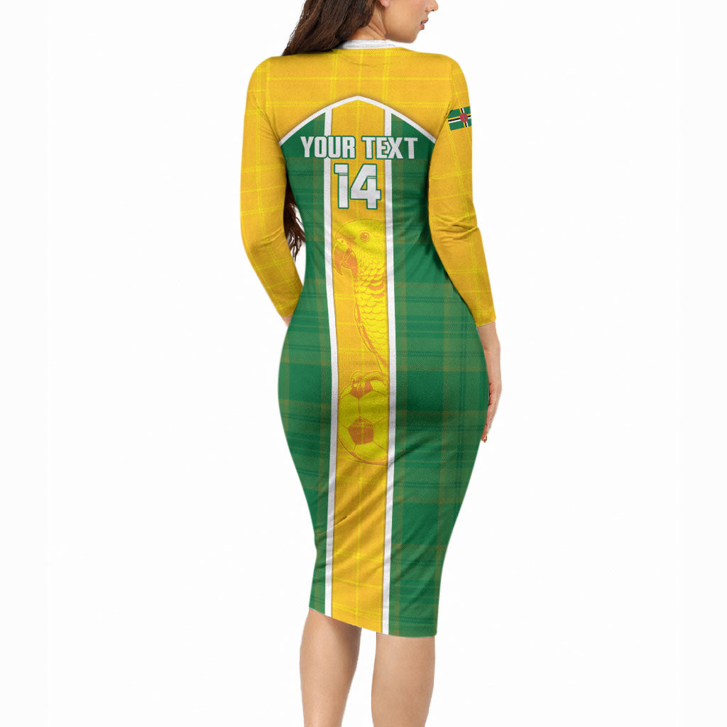 Dominica Football 2026 Custom Long Sleeve Bodycon Dress Sisserou Parrot Madras Pattern