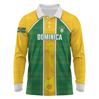 Dominica Football 2026 Custom Long Sleeve Polo Shirt Sisserou Parrot Madras Pattern