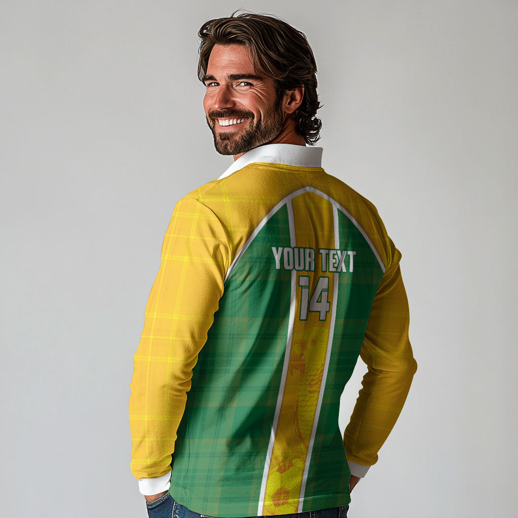 Dominica Football 2026 Custom Long Sleeve Polo Shirt Sisserou Parrot Madras Pattern