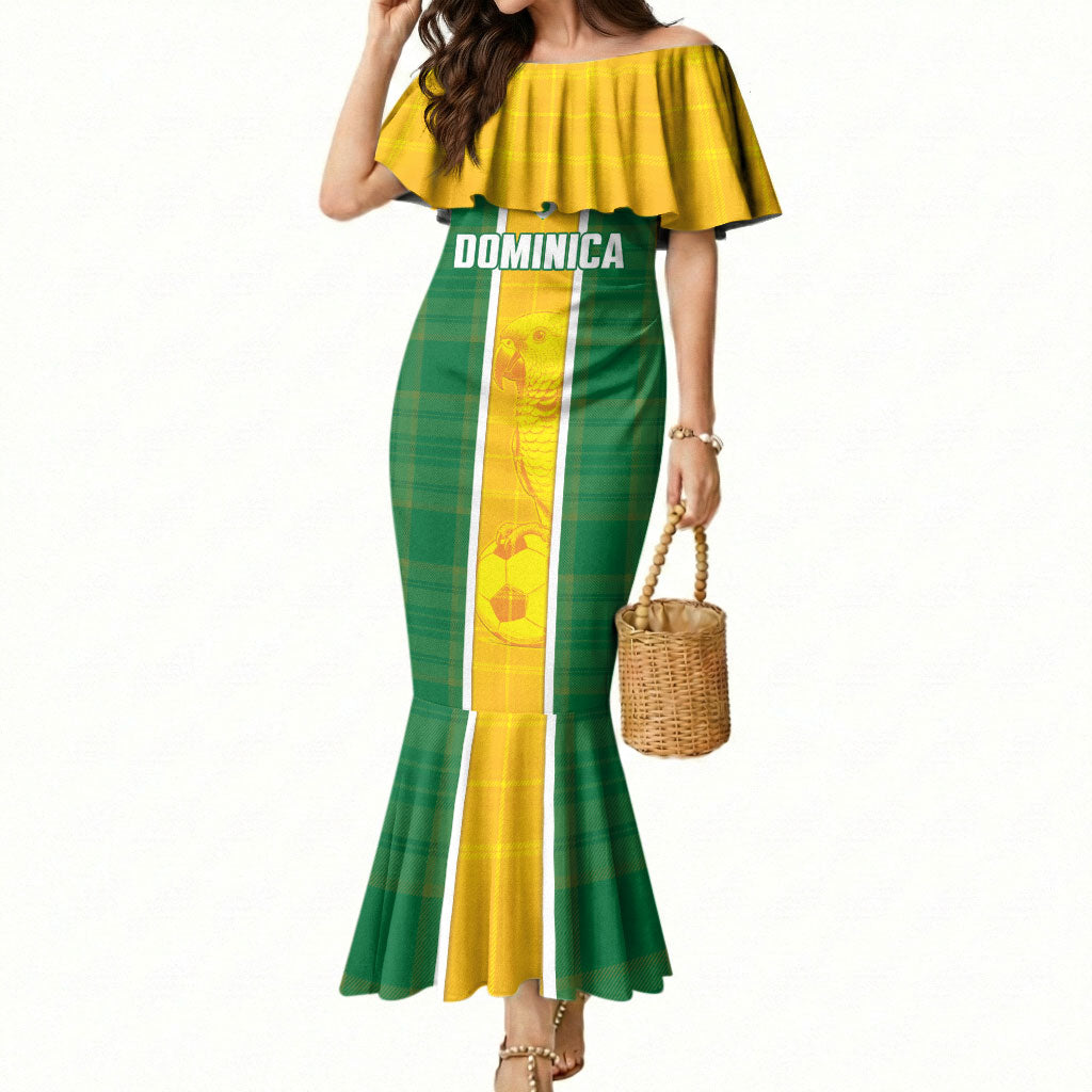 Dominica Football 2026 Custom Mermaid Dress Sisserou Parrot Madras Pattern