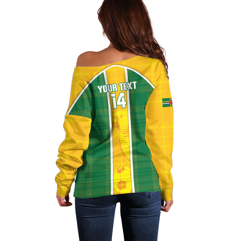 Dominica Football 2026 Custom Off Shoulder Sweater Sisserou Parrot Madras Pattern