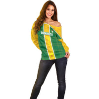 Dominica Football 2026 Custom Off Shoulder Sweater Sisserou Parrot Madras Pattern