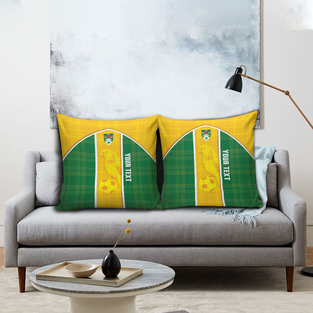 Dominica Football 2026 Custom Pillow Cover Sisserou Parrot Madras Pattern
