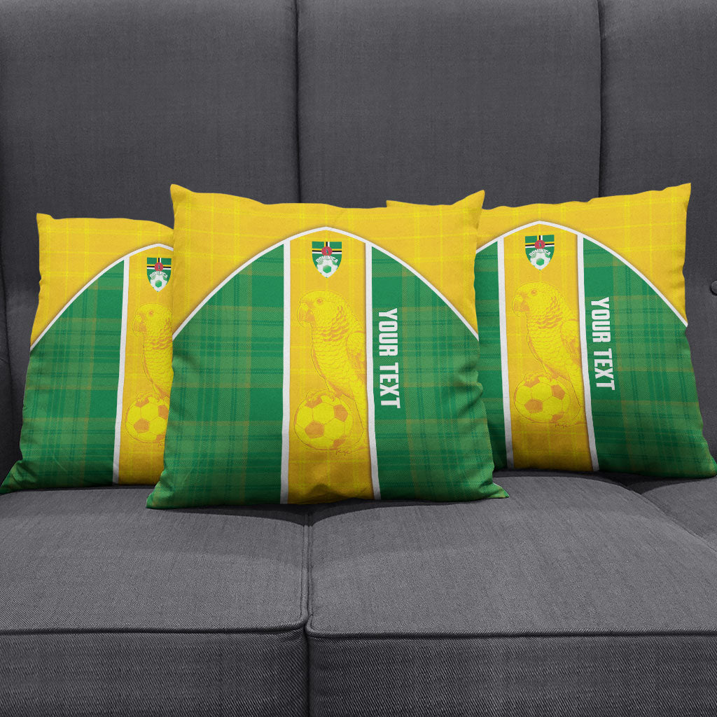 Dominica Football 2026 Custom Pillow Cover Sisserou Parrot Madras Pattern