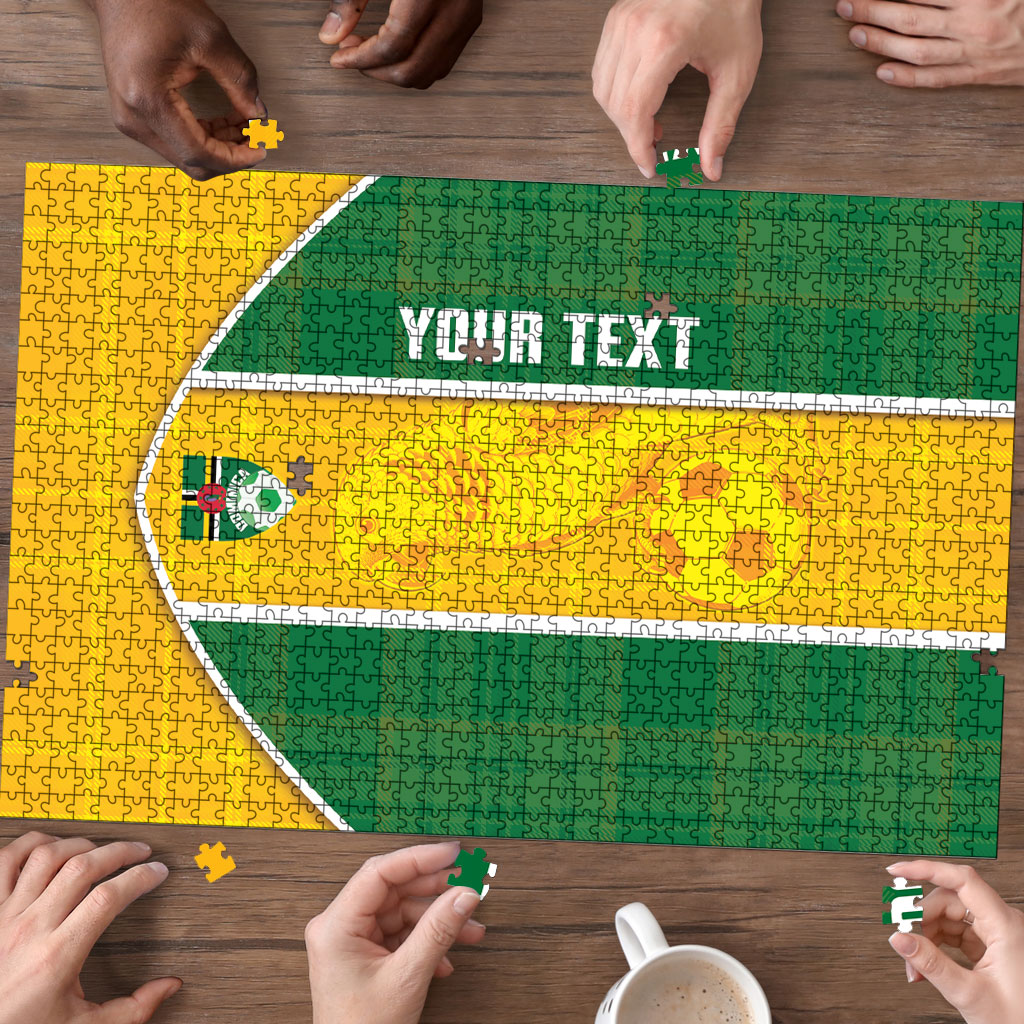Dominica Football 2026 Custom Puzzle Sisserou Parrot Madras Pattern